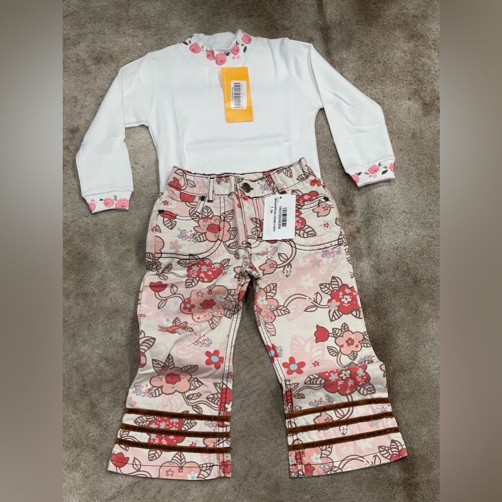 NWT Girl’s GIMOS 2 piece 100% Cotton Pants and Turtleneck Size 4T